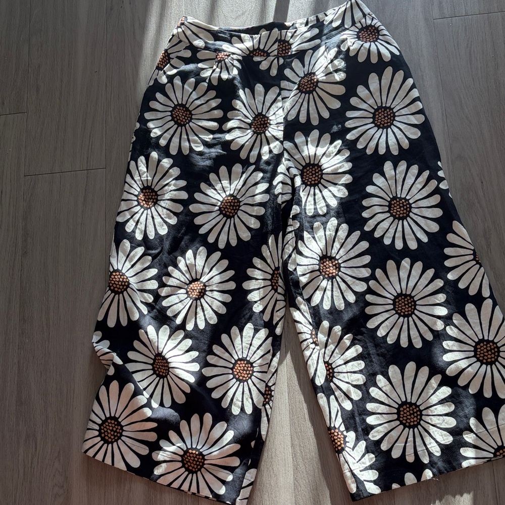 FARM Rio for Anthropologie Spring flowers wide leg pant daisies - Picture 9 of 11